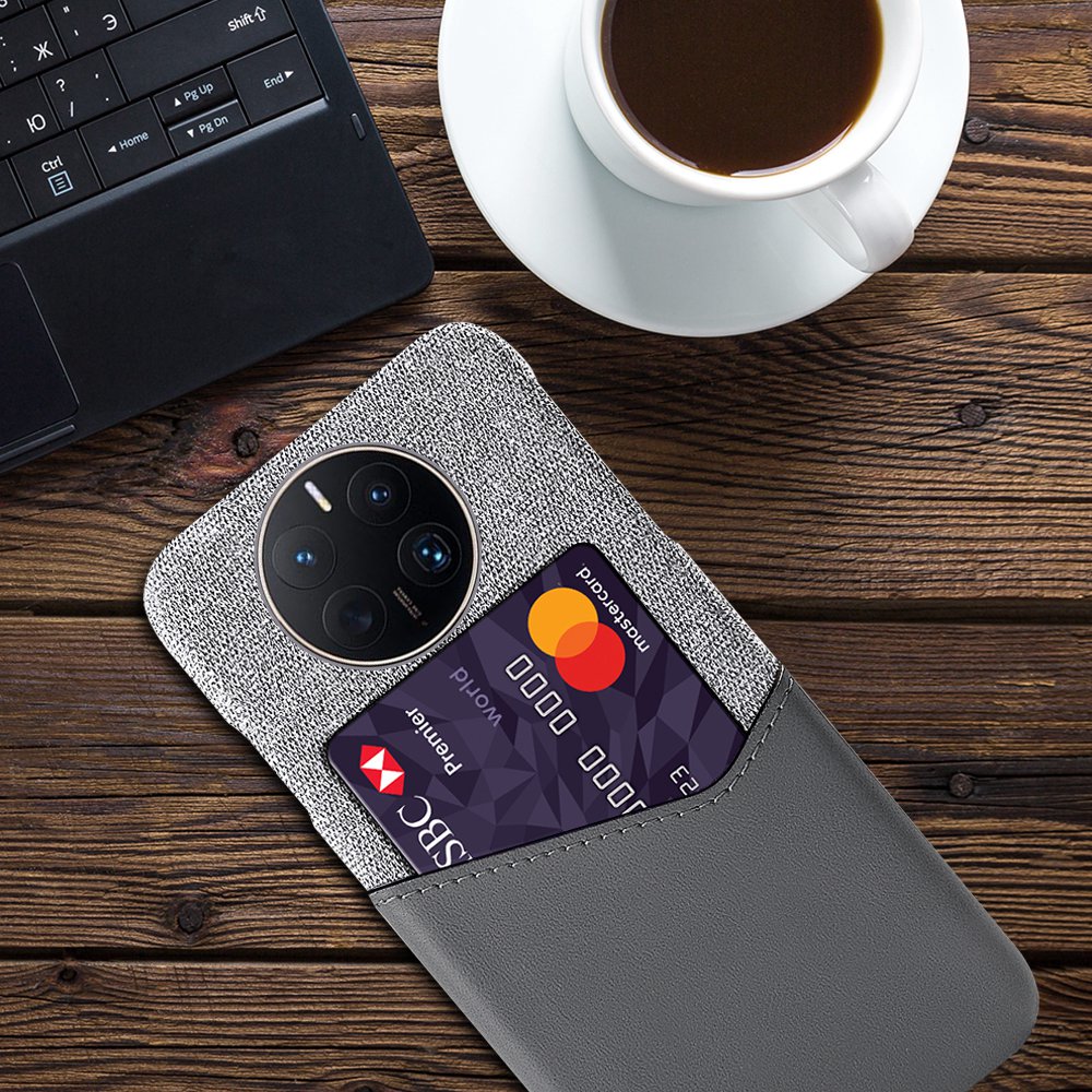 For Huawei Mate 50 Pro 4G Phone Case PU Leather Card Holder Design Cloth + Hard PC Phone Case Anti-Drop Protective Cover