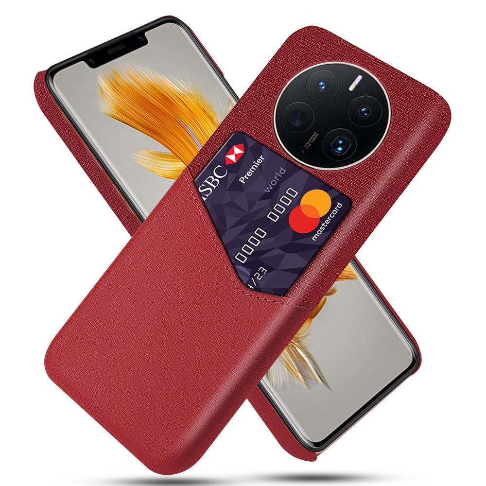 For Huawei Mate 50 Pro 4G Phone Case PU Leather Card Holder Design Cloth + Hard PC Phone Case Anti-Drop Protective Cover