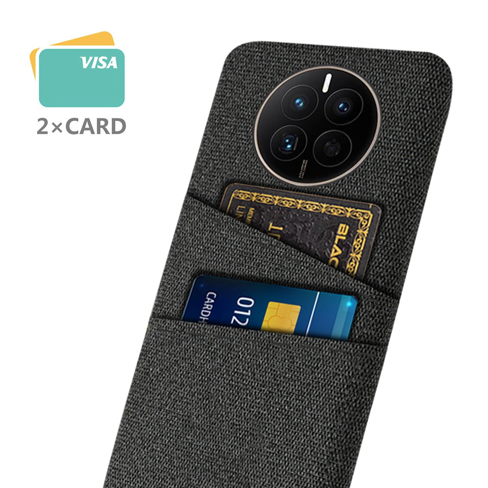 For Huawei Mate 50 4G Cloth Texture Phone Anti-drop Case Dual Card Slots Design PC Protective Cover
