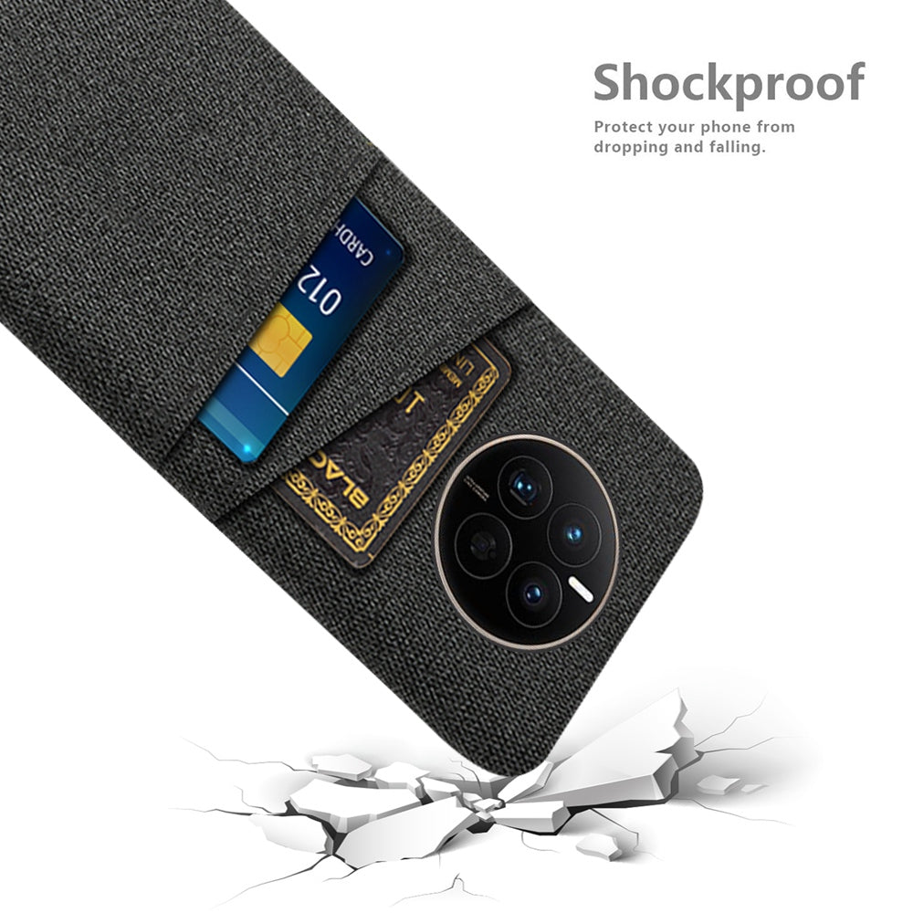 For Huawei Mate 50 4G Cloth Texture Phone Anti-drop Case Dual Card Slots Design PC Protective Cover
