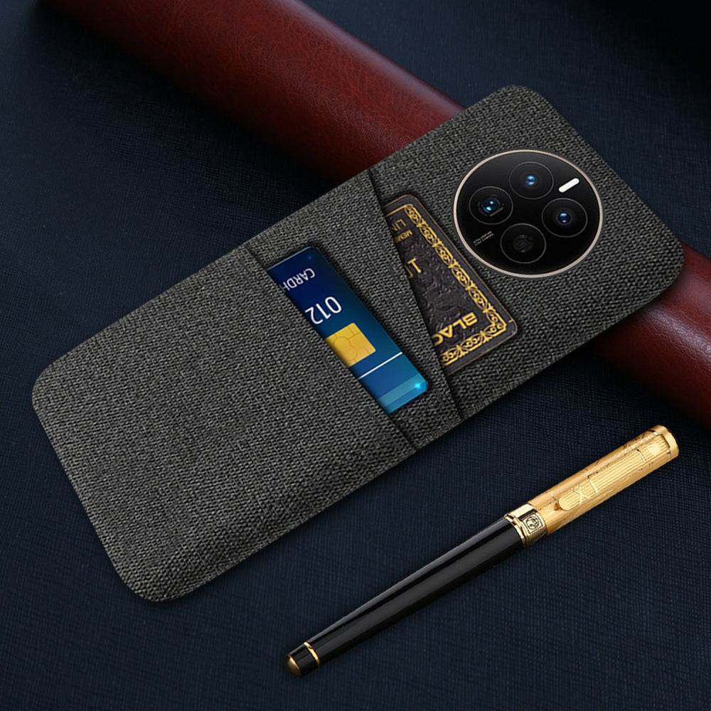 For Huawei Mate 50 4G Cloth Texture Phone Anti-drop Case Dual Card Slots Design PC Protective Cover