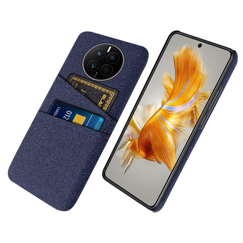 For Huawei Mate 50 4G Cloth Texture Phone Anti-drop Case Dual Card Slots Design PC Protective Cover