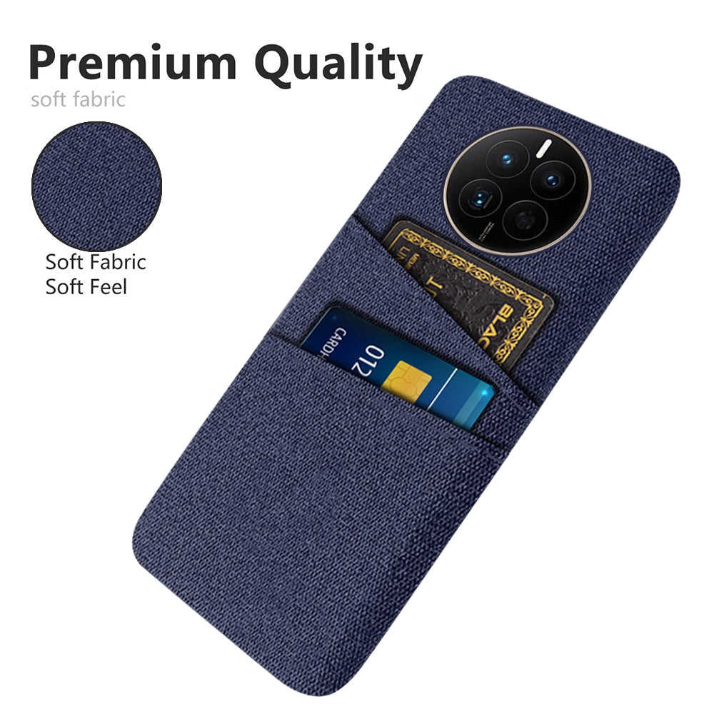 For Huawei Mate 50 4G Cloth Texture Phone Anti-drop Case Dual Card Slots Design PC Protective Cover