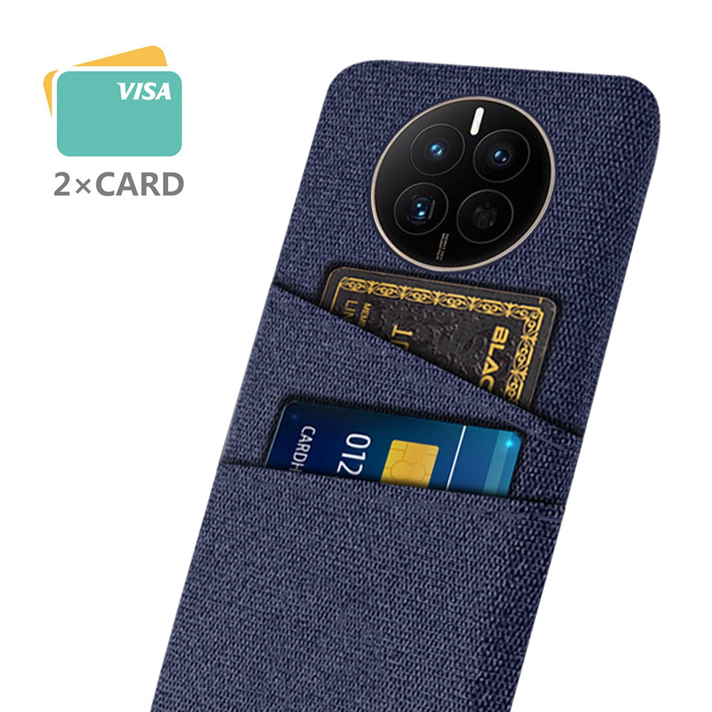 For Huawei Mate 50 4G Cloth Texture Phone Anti-drop Case Dual Card Slots Design PC Protective Cover