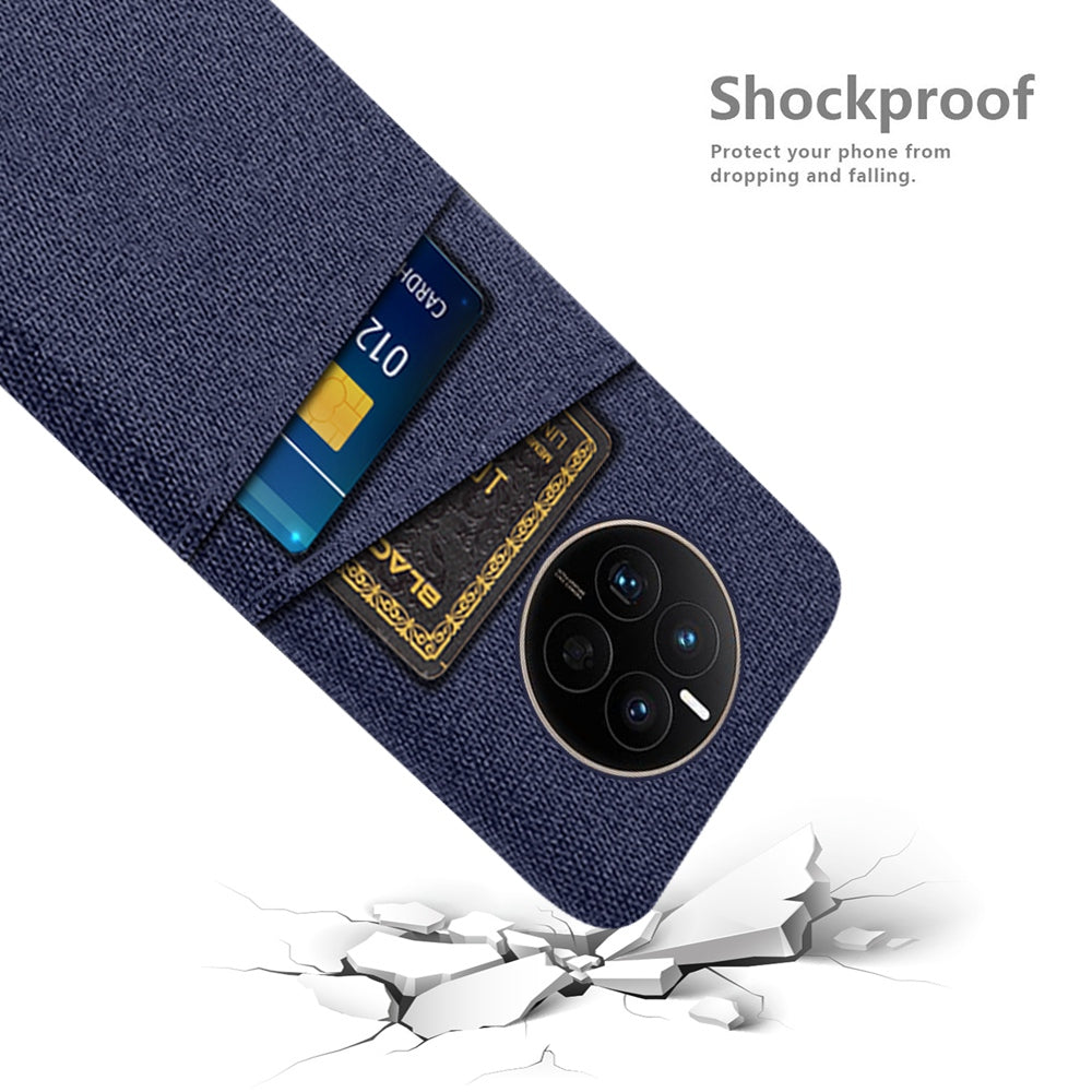 For Huawei Mate 50 4G Cloth Texture Phone Anti-drop Case Dual Card Slots Design PC Protective Cover