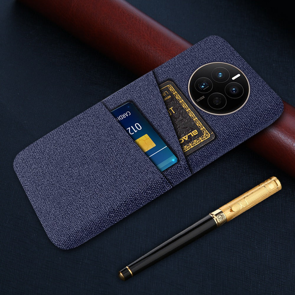 For Huawei Mate 50 4G Cloth Texture Phone Anti-drop Case Dual Card Slots Design PC Protective Cover