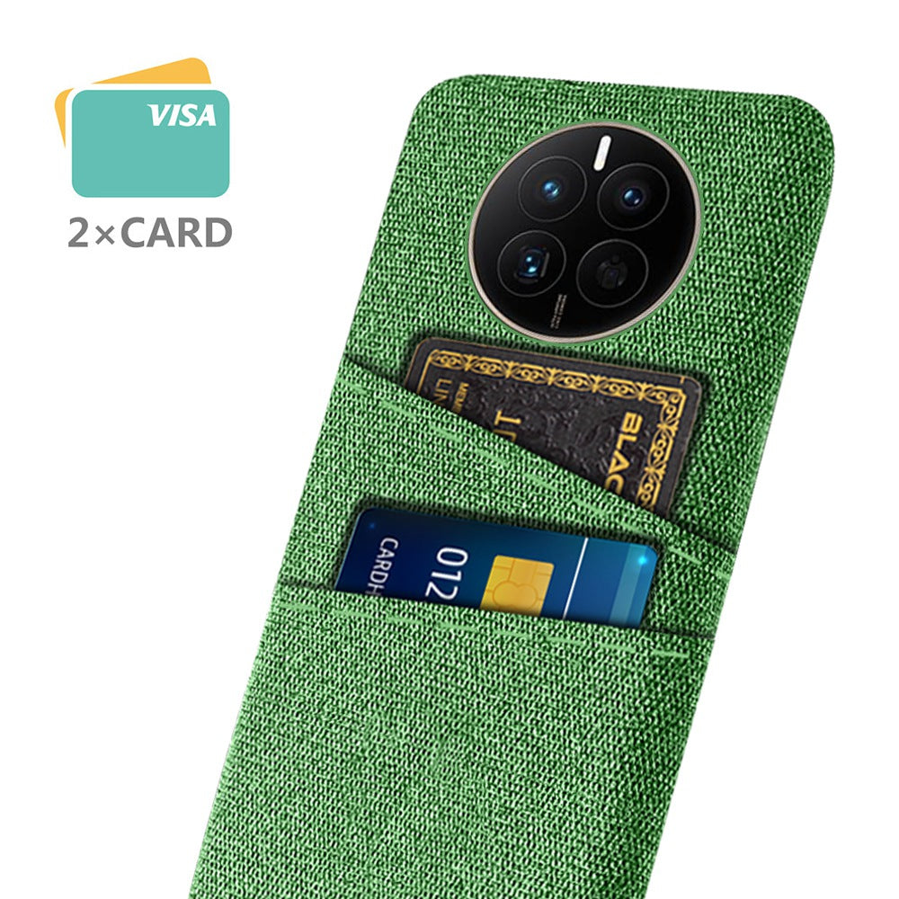 For Huawei Mate 50 4G Cloth Texture Phone Anti-drop Case Dual Card Slots Design PC Protective Cover