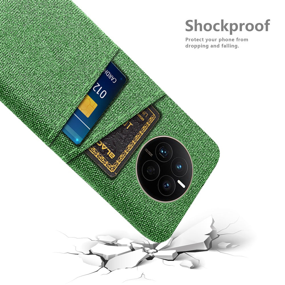 For Huawei Mate 50 4G Cloth Texture Phone Anti-drop Case Dual Card Slots Design PC Protective Cover