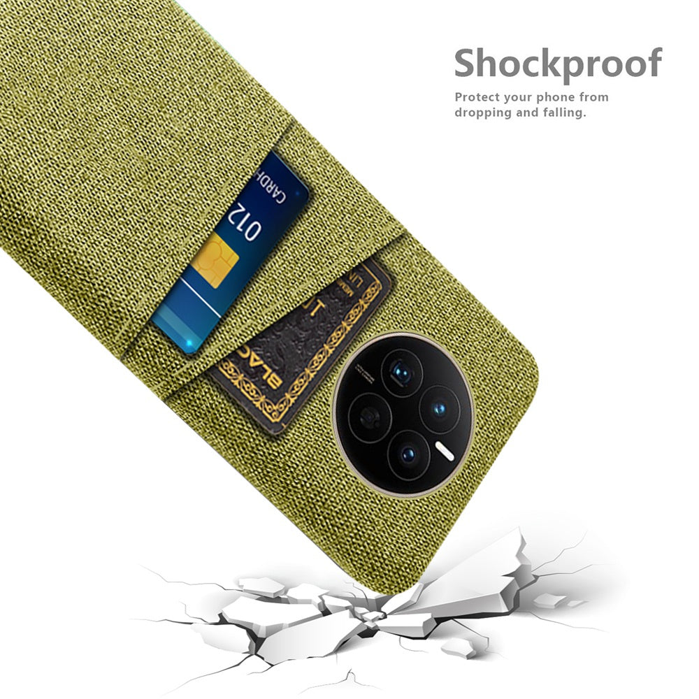 For Huawei Mate 50 4G Cloth Texture Phone Anti-drop Case Dual Card Slots Design PC Protective Cover