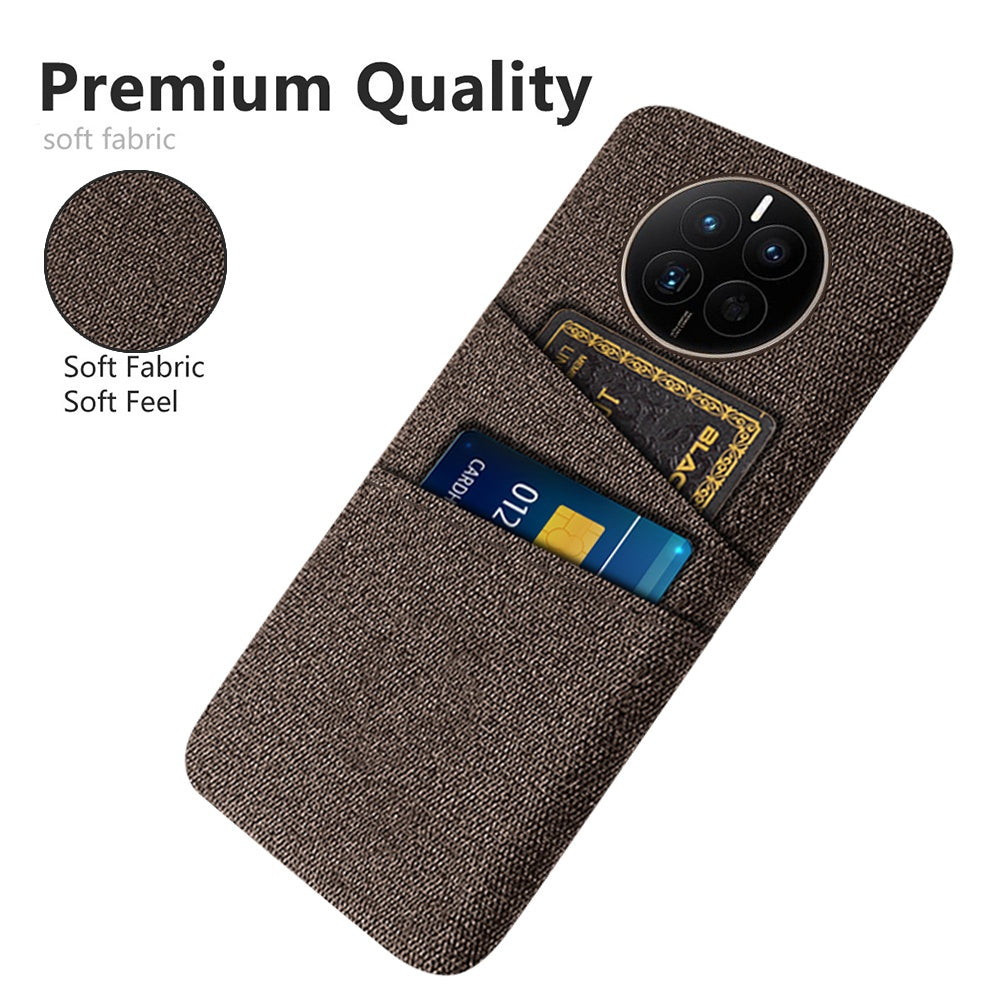 For Huawei Mate 50 4G Cloth Texture Phone Anti-drop Case Dual Card Slots Design PC Protective Cover