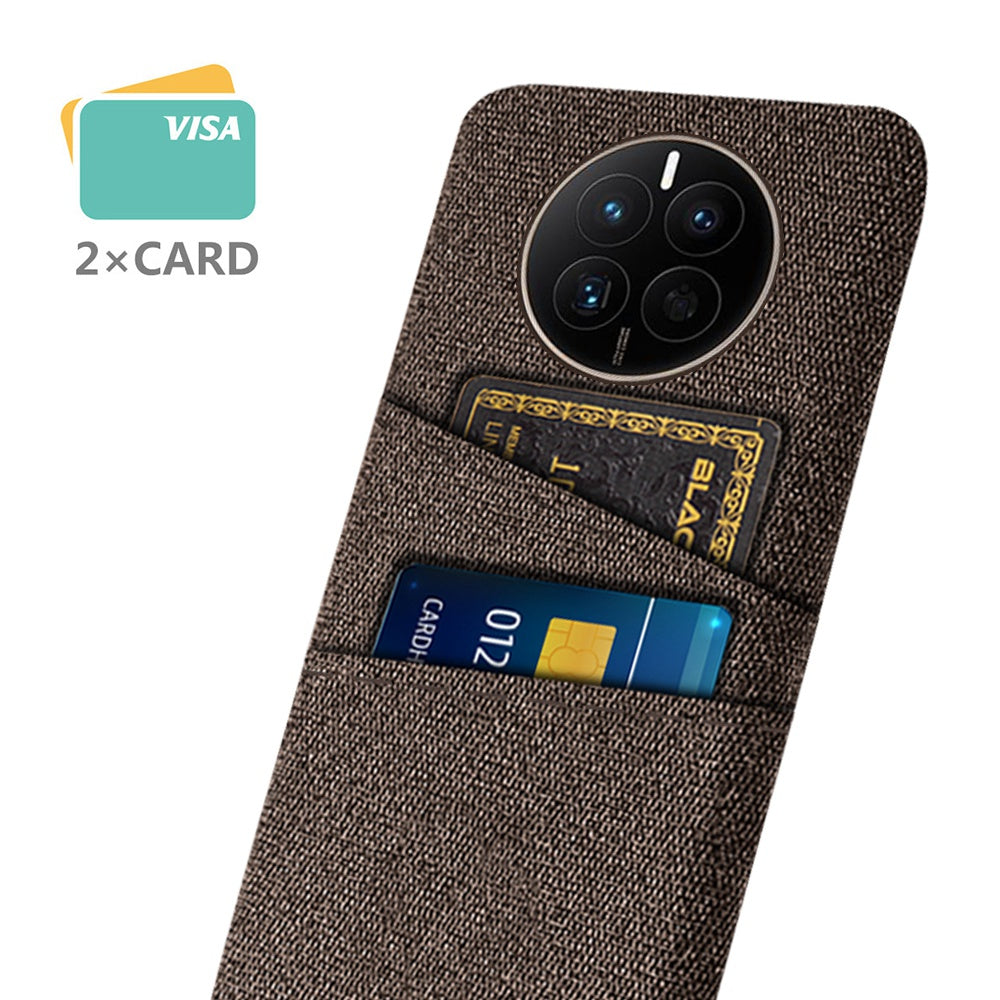 For Huawei Mate 50 4G Cloth Texture Phone Anti-drop Case Dual Card Slots Design PC Protective Cover