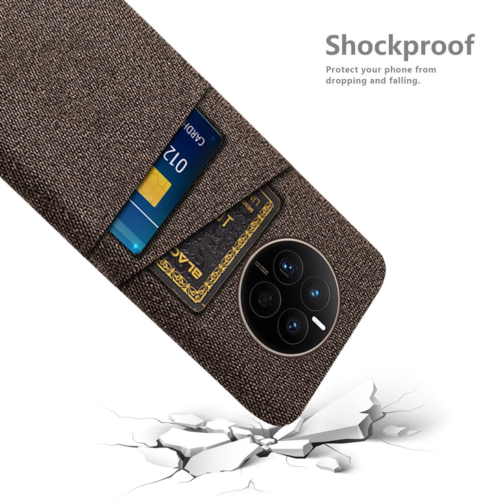 For Huawei Mate 50 4G Cloth Texture Phone Anti-drop Case Dual Card Slots Design PC Protective Cover