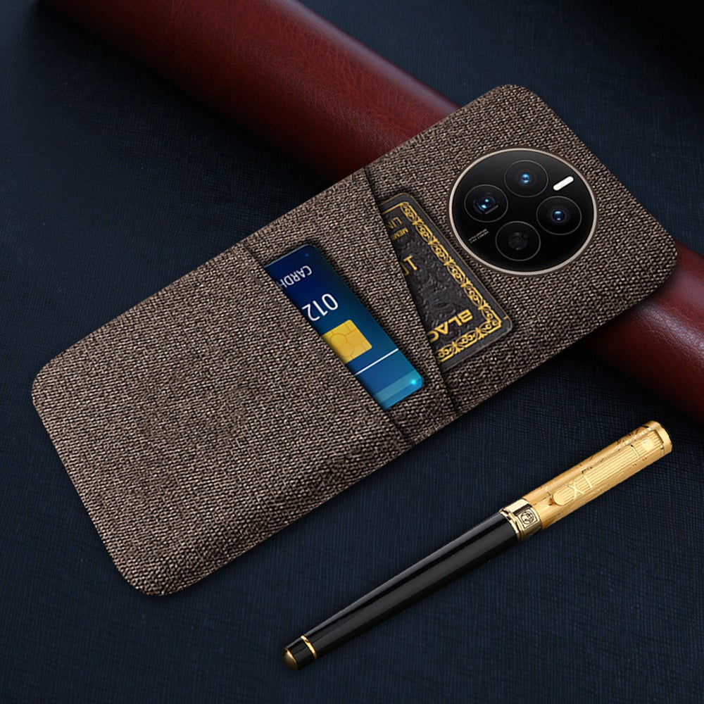 For Huawei Mate 50 4G Cloth Texture Phone Anti-drop Case Dual Card Slots Design PC Protective Cover