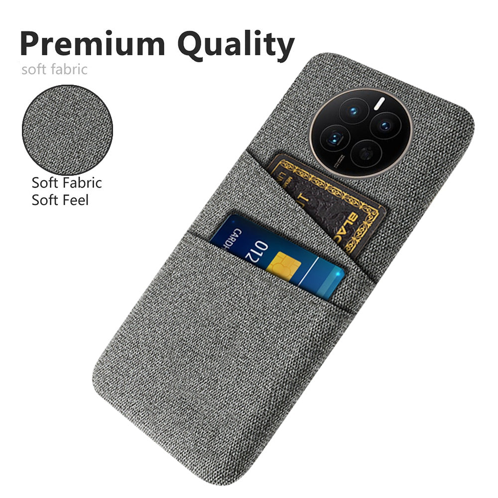 For Huawei Mate 50 4G Cloth Texture Phone Anti-drop Case Dual Card Slots Design PC Protective Cover