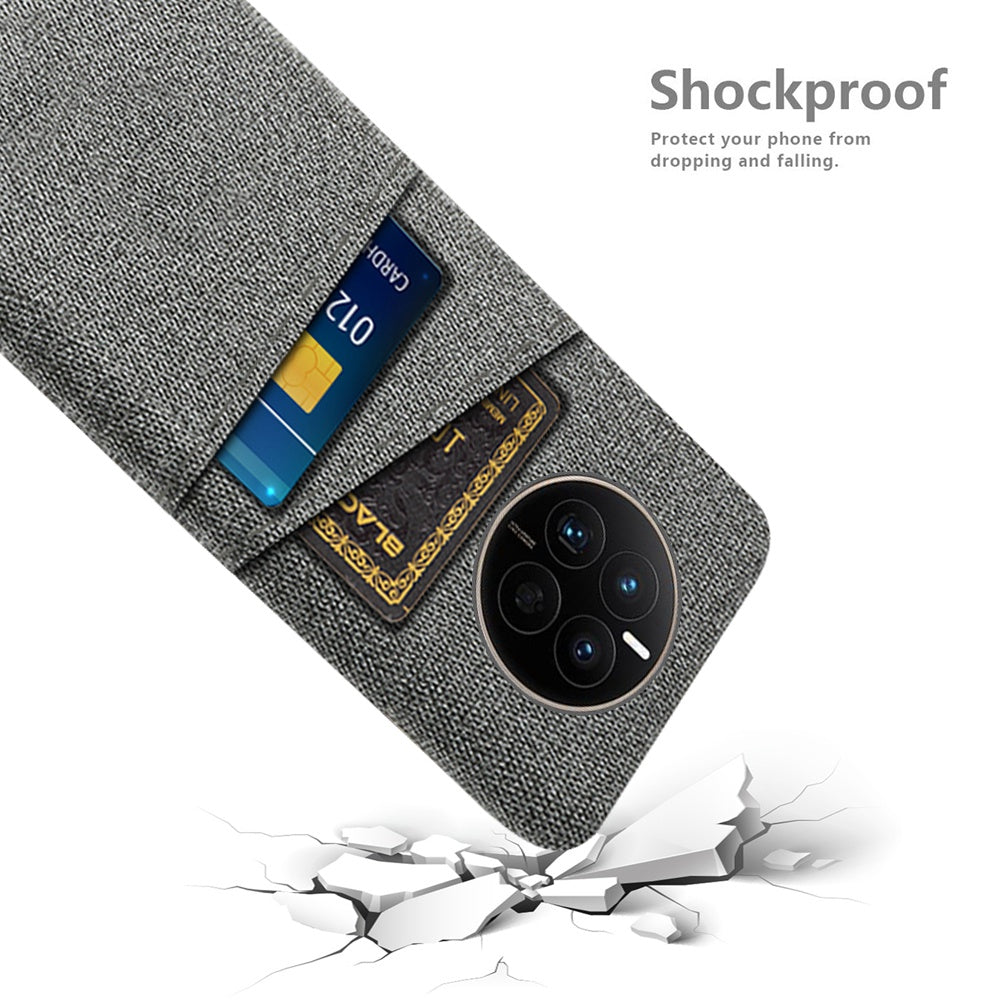 For Huawei Mate 50 4G Cloth Texture Phone Anti-drop Case Dual Card Slots Design PC Protective Cover
