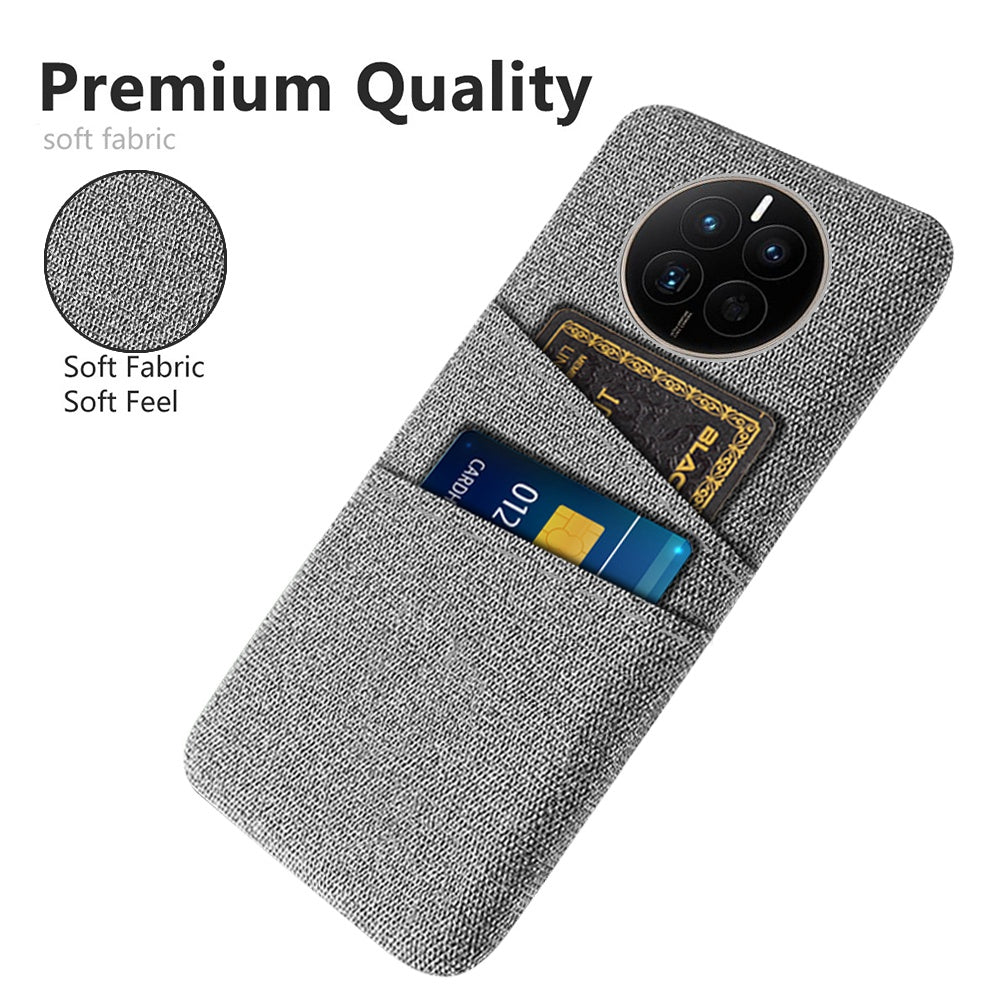 For Huawei Mate 50 4G Cloth Texture Phone Anti-drop Case Dual Card Slots Design PC Protective Cover