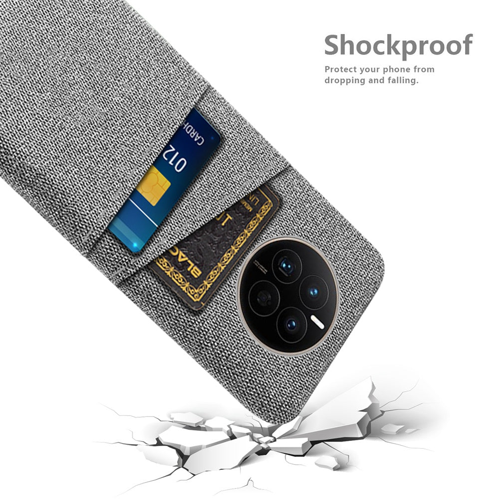 For Huawei Mate 50 4G Cloth Texture Phone Anti-drop Case Dual Card Slots Design PC Protective Cover