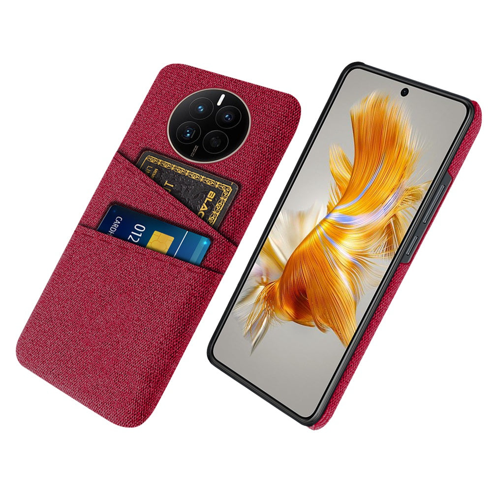 For Huawei Mate 50 4G Cloth Texture Phone Anti-drop Case Dual Card Slots Design PC Protective Cover