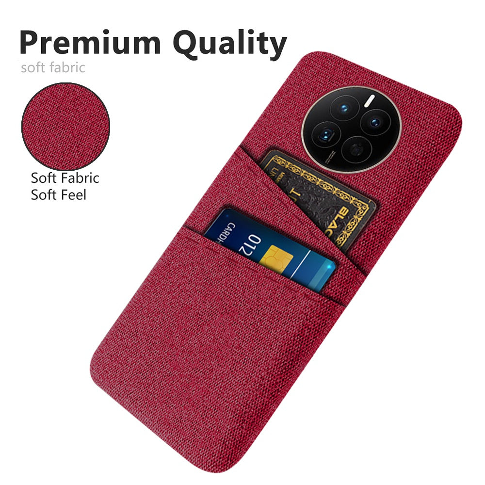 For Huawei Mate 50 4G Cloth Texture Phone Anti-drop Case Dual Card Slots Design PC Protective Cover
