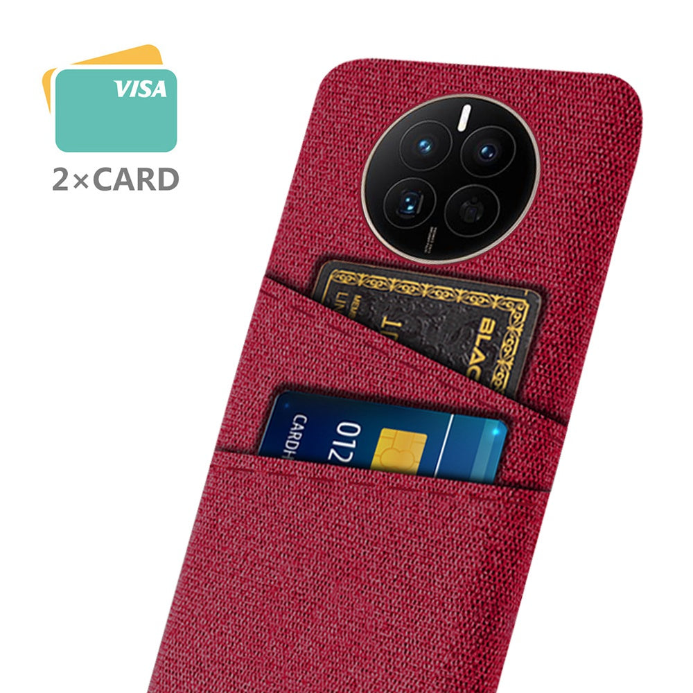 For Huawei Mate 50 4G Cloth Texture Phone Anti-drop Case Dual Card Slots Design PC Protective Cover