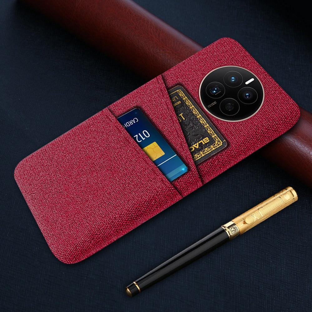 For Huawei Mate 50 4G Cloth Texture Phone Anti-drop Case Dual Card Slots Design PC Protective Cover