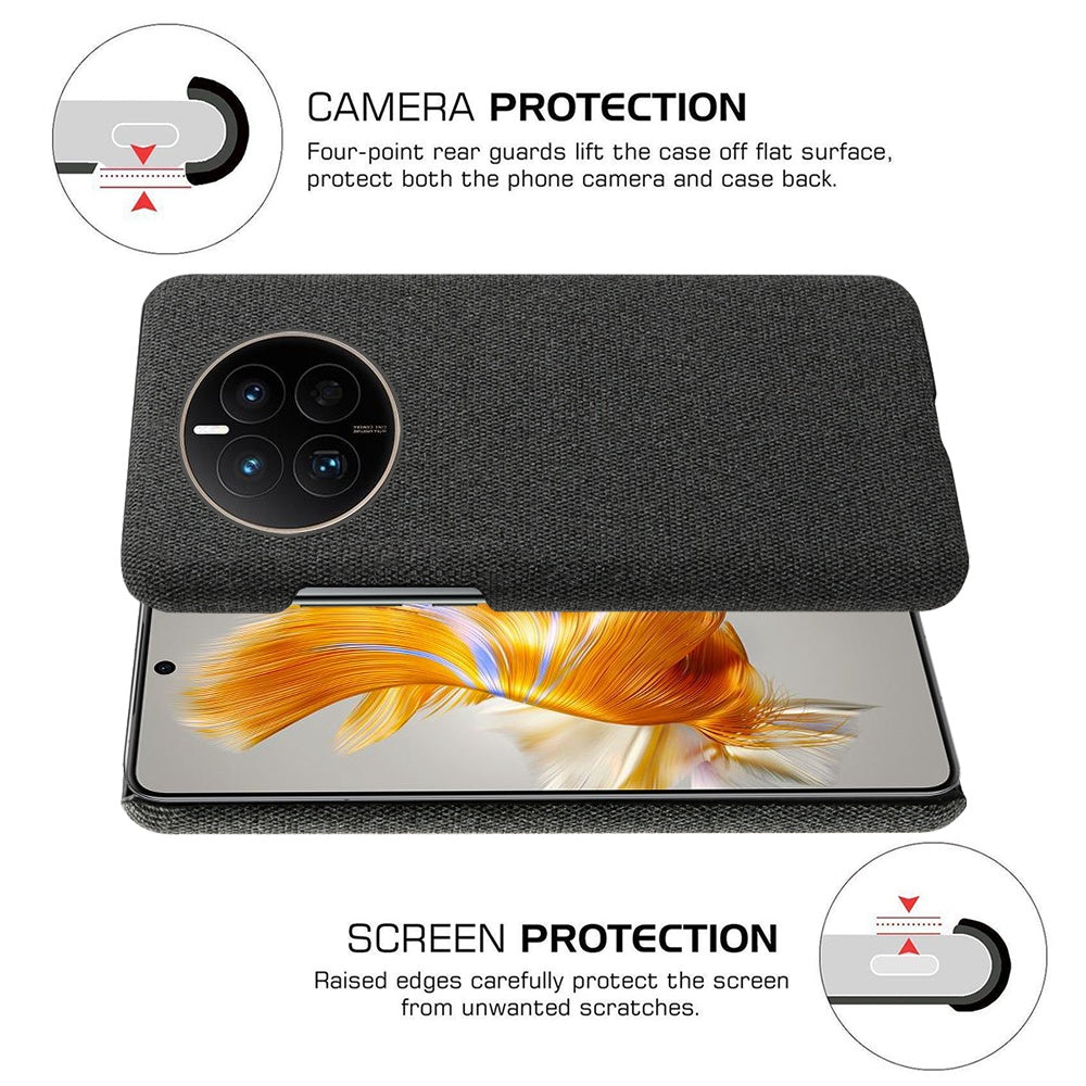For Huawei Mate 50 4G Shockproof Case Solid Color Hard PC+Cloth Anti-Scratch Protective Cover