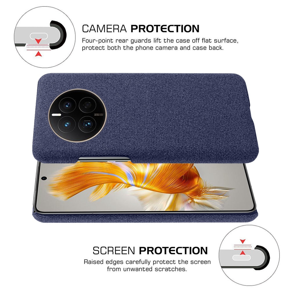 For Huawei Mate 50 4G Shockproof Case Solid Color Hard PC+Cloth Anti-Scratch Protective Cover