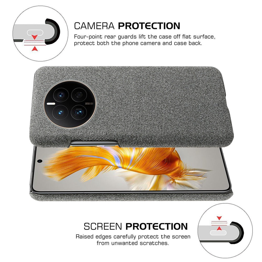 For Huawei Mate 50 4G Shockproof Case Solid Color Hard PC+Cloth Anti-Scratch Protective Cover