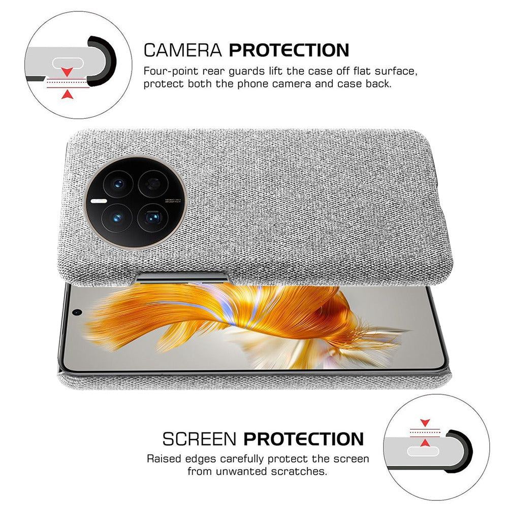 For Huawei Mate 50 4G Shockproof Case Solid Color Hard PC+Cloth Anti-Scratch Protective Cover