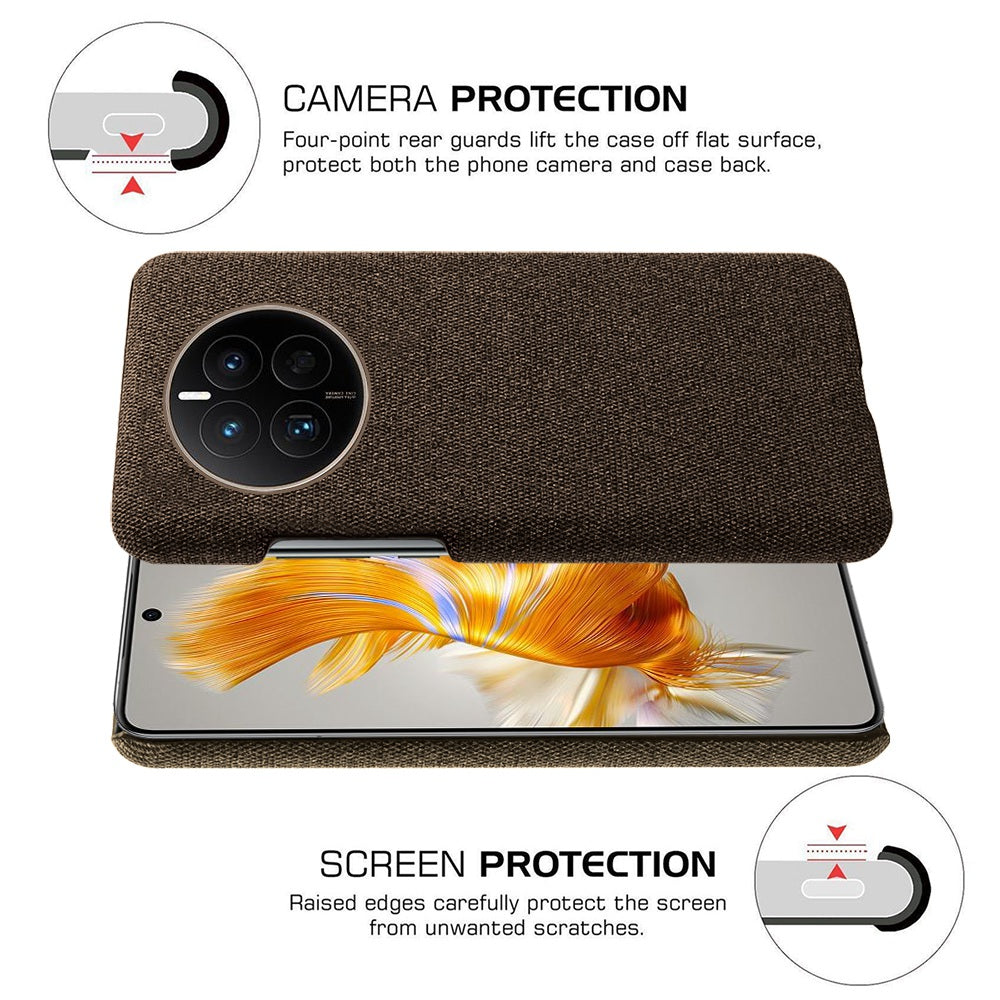 For Huawei Mate 50 4G Shockproof Case Solid Color Hard PC+Cloth Anti-Scratch Protective Cover