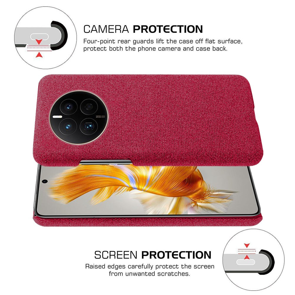For Huawei Mate 50 4G Shockproof Case Solid Color Hard PC+Cloth Anti-Scratch Protective Cover
