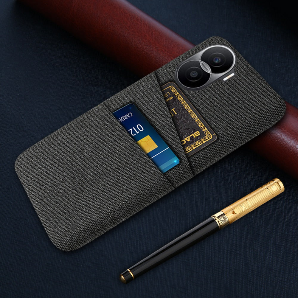 For Honor X40i 5G Cloth Texture Phone Case Dual Card Slots Anti-scratch Hard PC Protective Cover
