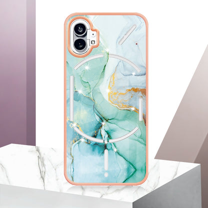 For Nothing phone (1) 5G YB IMD Series-2 IMD Marble Pattern Phone Case Anti-scratch Electroplating Frame TPU Cover