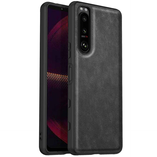 For Sony Xperia 5 III 5G Anti-scratch Phone Case, Anti-fingerprint Retro PU Leather Coated TPU+PC Phone Cover