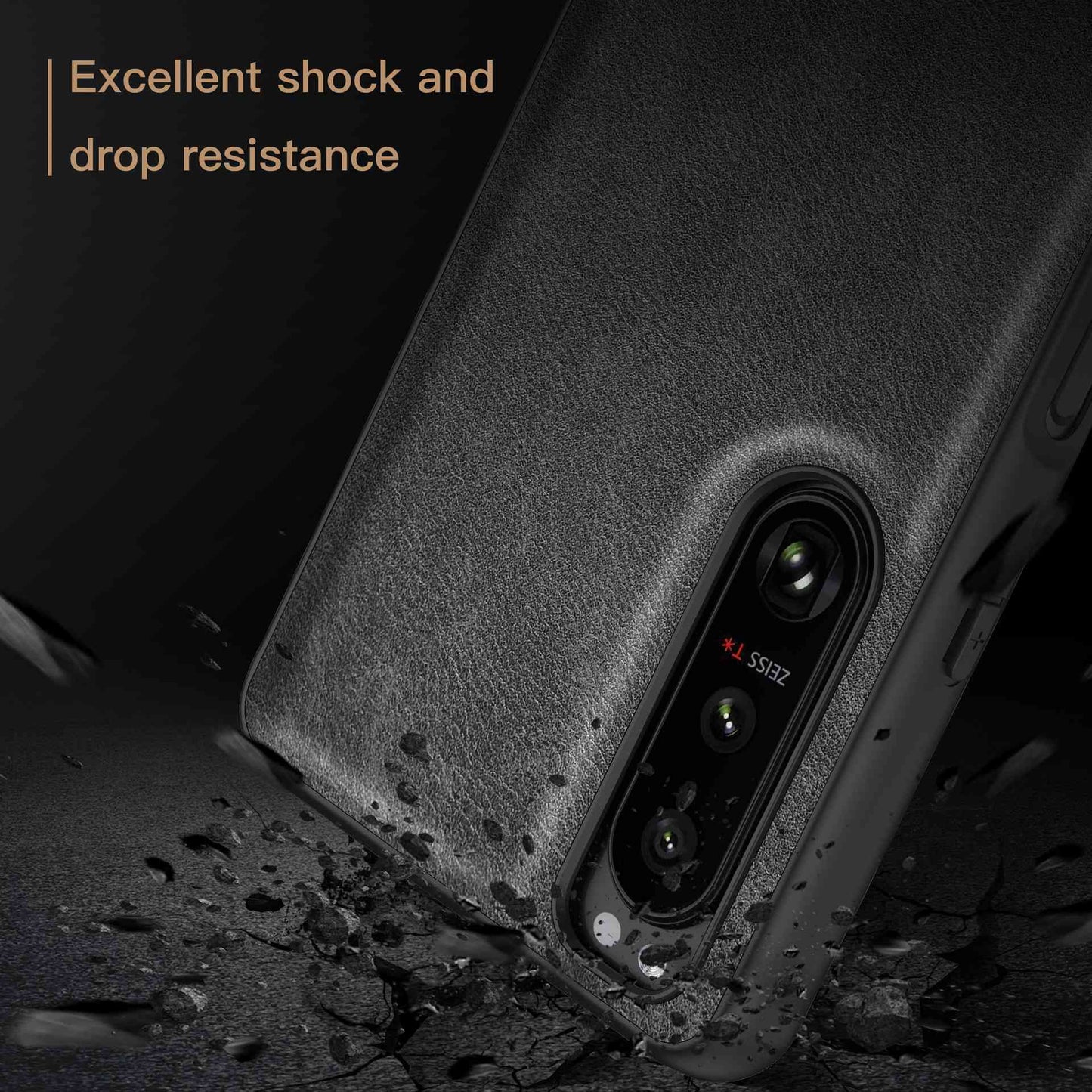 For Sony Xperia 5 III 5G Anti-scratch Phone Case, Anti-fingerprint Retro PU Leather Coated TPU+PC Phone Cover
