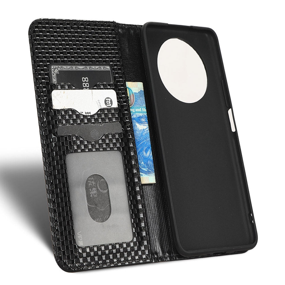 For Honor X9 5G / X30 5G / Magic4 Lite 5G Wallet Stand Grid Texture Phone Case PU Leather Magnetic Auto-absorbed Anti-drop Cover
