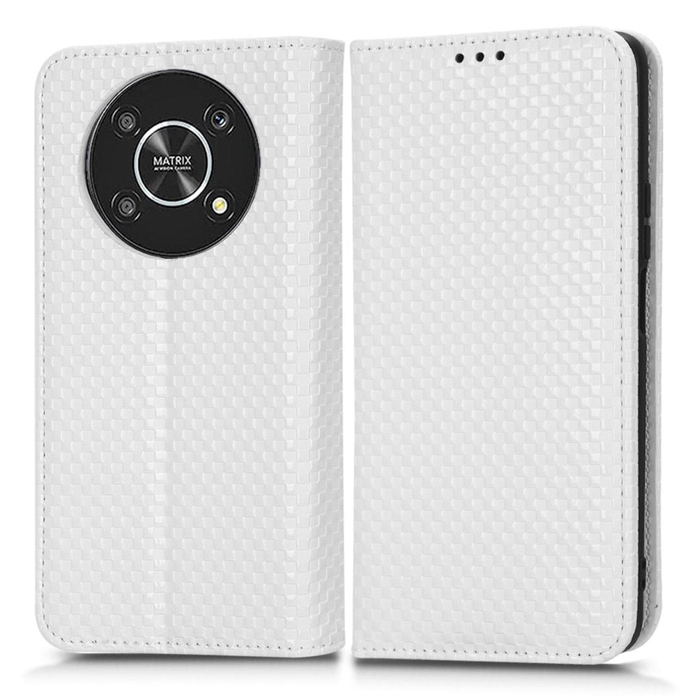 For Honor X9 5G / X30 5G / Magic4 Lite 5G Wallet Stand Grid Texture Phone Case PU Leather Magnetic Auto-absorbed Anti-drop Cover