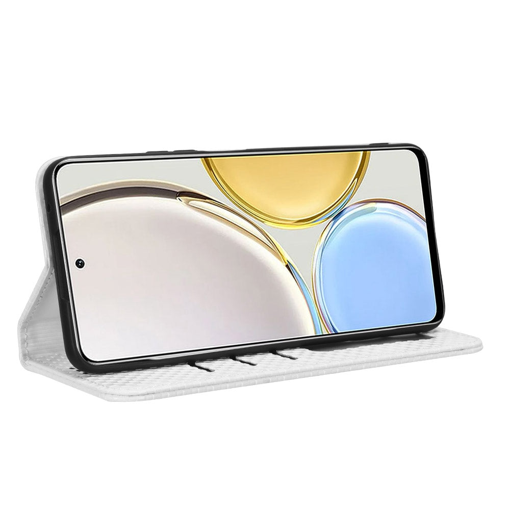 For Honor X9 5G / X30 5G / Magic4 Lite 5G Wallet Stand Grid Texture Phone Case PU Leather Magnetic Auto-absorbed Anti-drop Cover