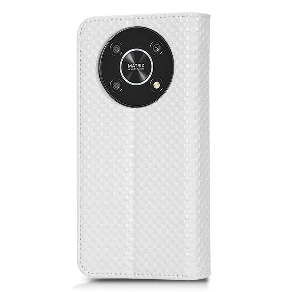 For Honor X9 5G / X30 5G / Magic4 Lite 5G Wallet Stand Grid Texture Phone Case PU Leather Magnetic Auto-absorbed Anti-drop Cover