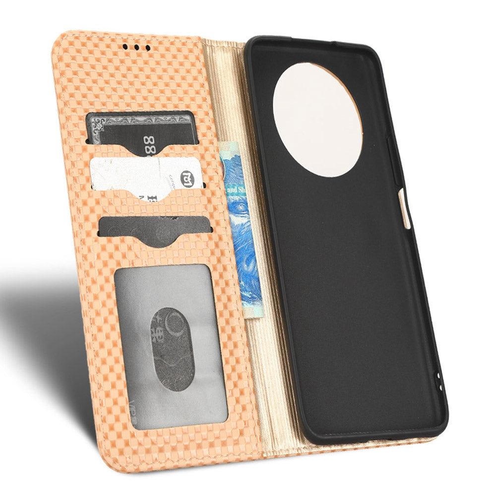 For Honor X9 5G / X30 5G / Magic4 Lite 5G Wallet Stand Grid Texture Phone Case PU Leather Magnetic Auto-absorbed Anti-drop Cover