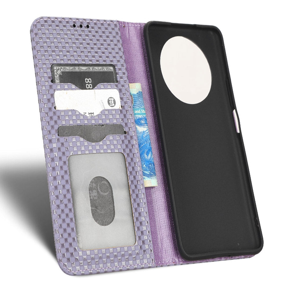 For Honor X9 5G / X30 5G / Magic4 Lite 5G Wallet Stand Grid Texture Phone Case PU Leather Magnetic Auto-absorbed Anti-drop Cover