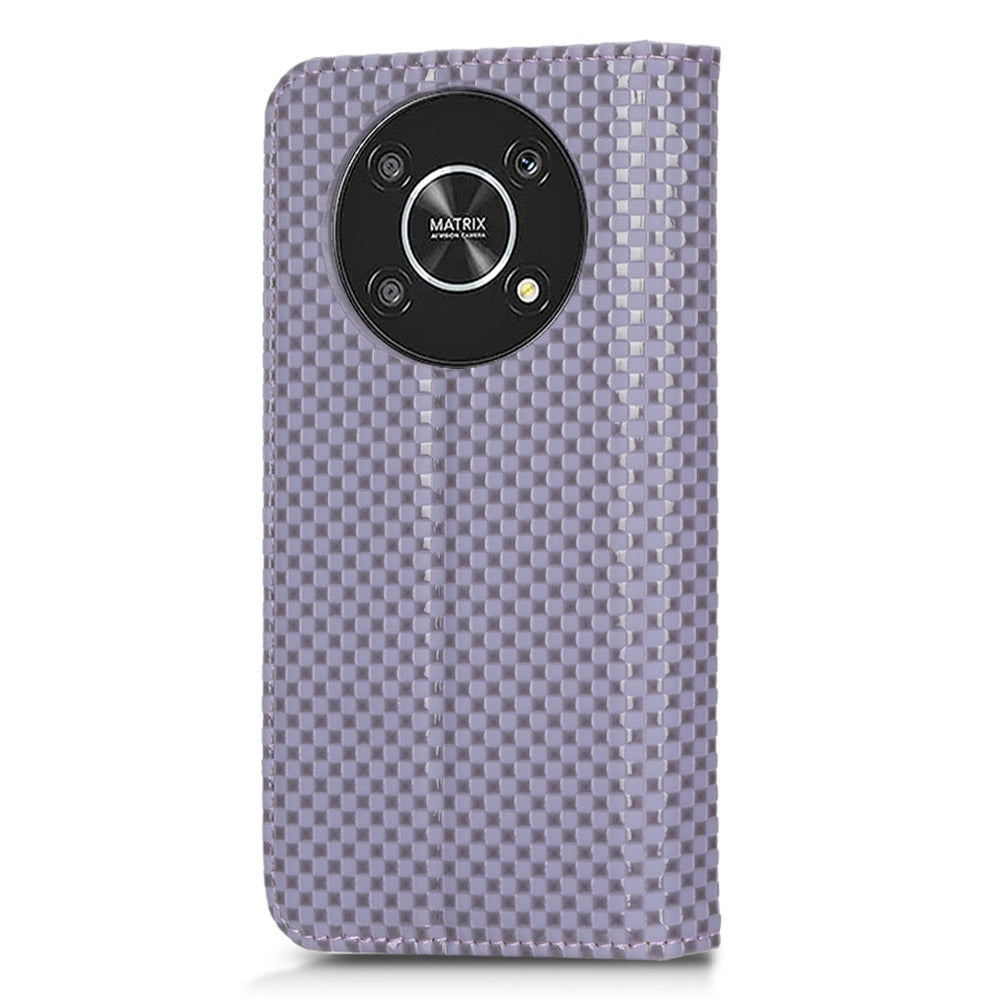 For Honor X9 5G / X30 5G / Magic4 Lite 5G Wallet Stand Grid Texture Phone Case PU Leather Magnetic Auto-absorbed Anti-drop Cover