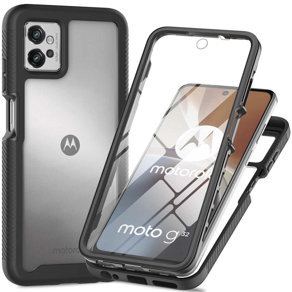 For Motorola Moto G32 4G PET Screen Protector Phone Case PC + TPU Full Protection Hybrid Cover