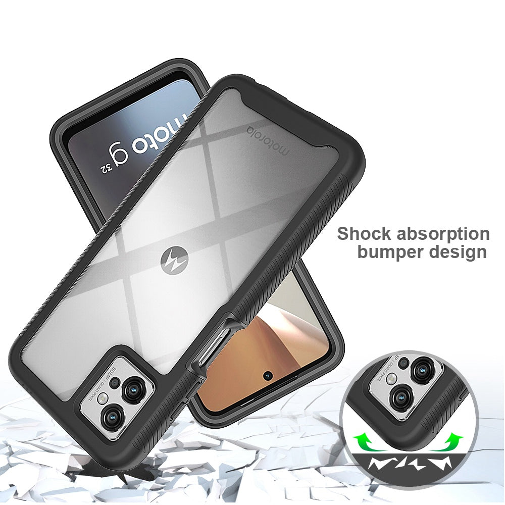 For Motorola Moto G32 4G PET Screen Protector Phone Case PC + TPU Full Protection Hybrid Cover