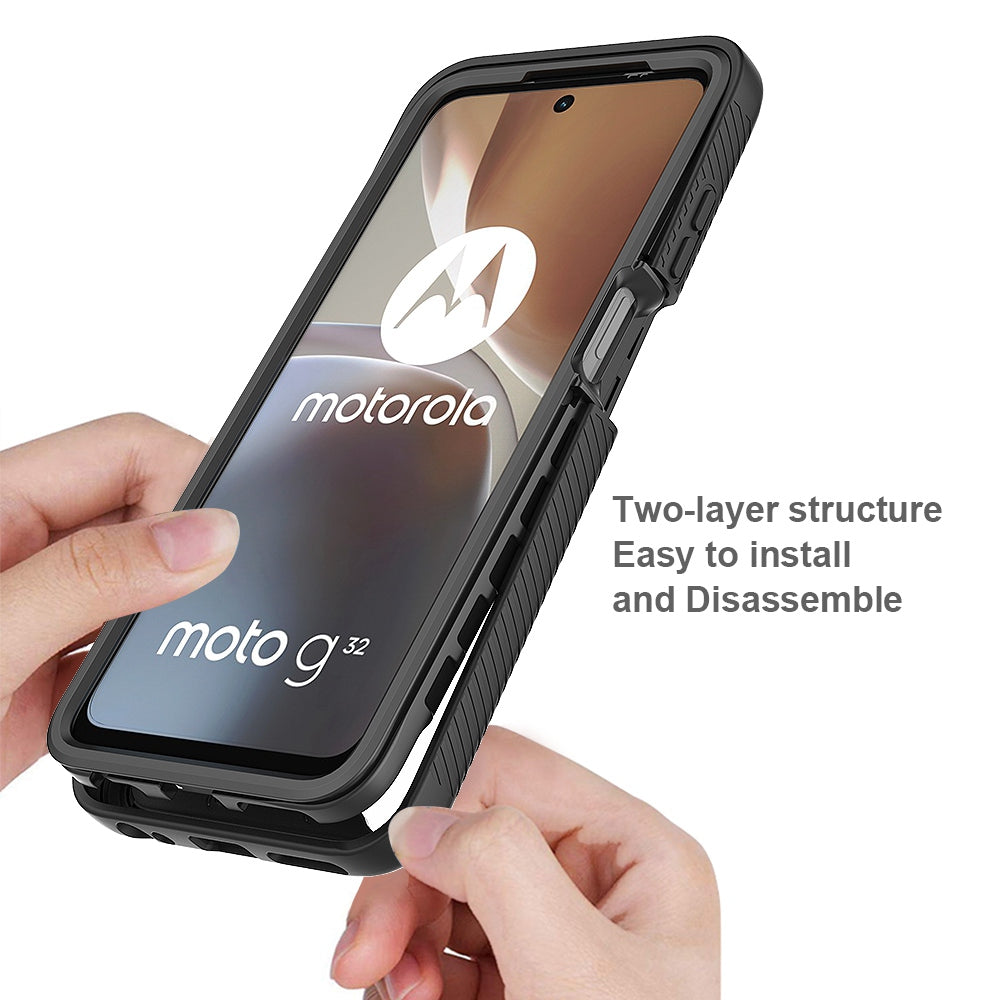 For Motorola Moto G32 4G PET Screen Protector Phone Case PC + TPU Full Protection Hybrid Cover
