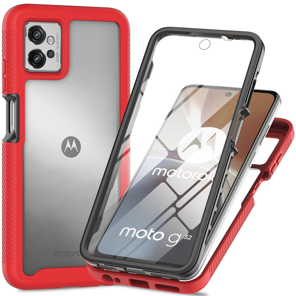For Motorola Moto G32 4G PET Screen Protector Phone Case PC + TPU Full Protection Hybrid Cover