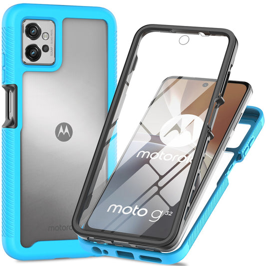 For Motorola Moto G32 4G PET Screen Protector Phone Case PC + TPU Full Protection Hybrid Cover
