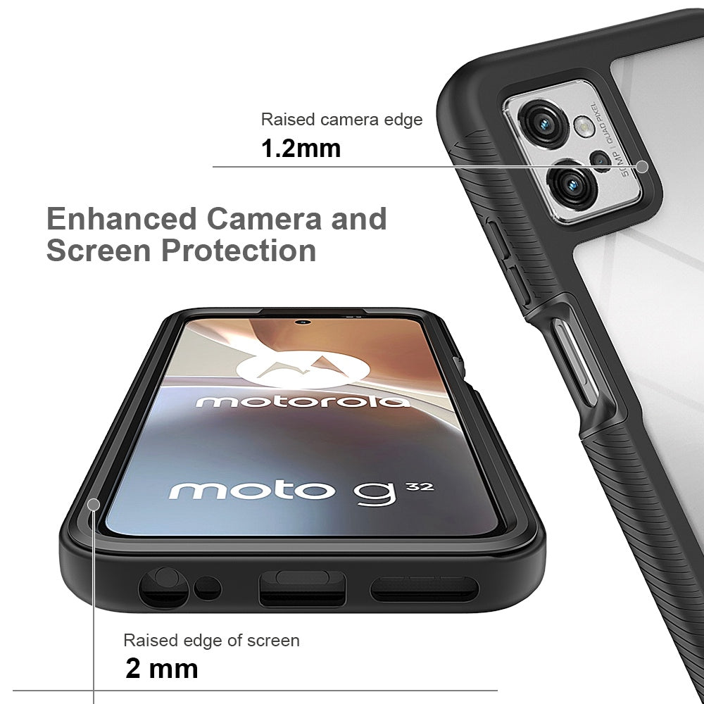For Motorola Moto G32 4G PET Screen Protector Phone Case PC + TPU Full Protection Hybrid Cover