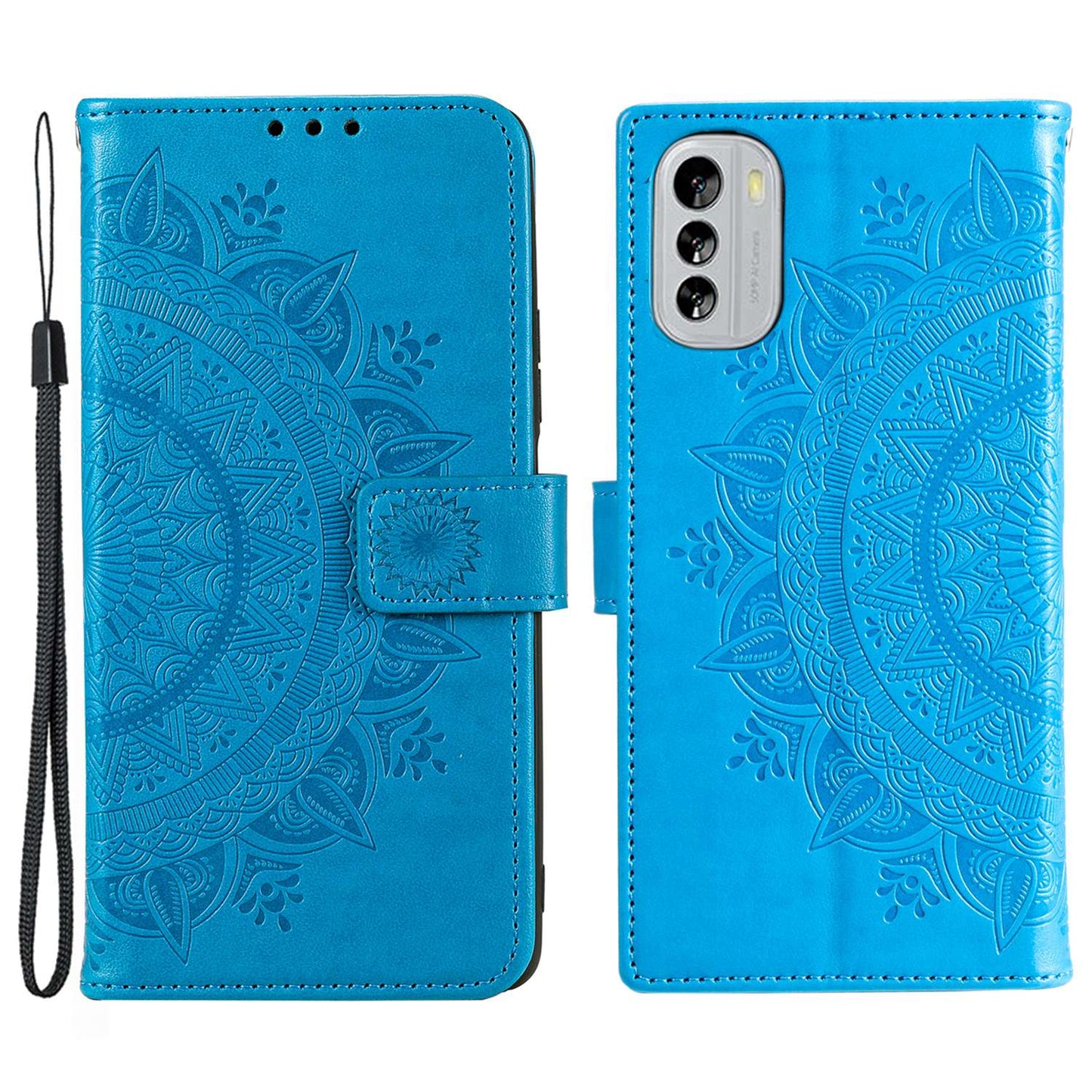 Flip Wallet Case For Nokia G60 5G, Book Style Mandala Flower Pattern Imprinted PU Leather Phone Cover Protective Shell with Stand