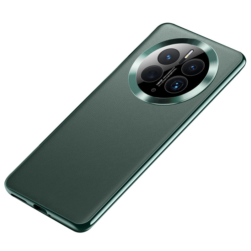 For Huawei Mate 50 Pro 4G PU Leather Coated TPU+PC Protective Cover Electroplating Anti-drop Phone Case